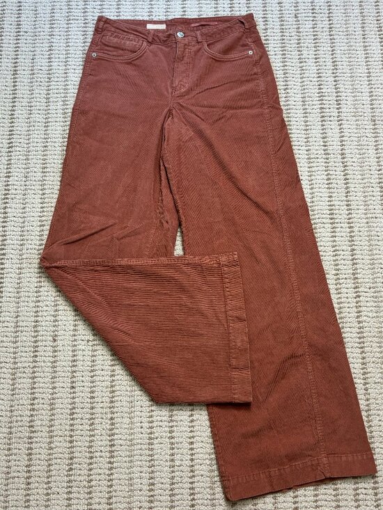 Pilcro Pants - Pilcro Corduroy Flare Pants Pink Salmon High Rise Wide Leg Womens 28x32